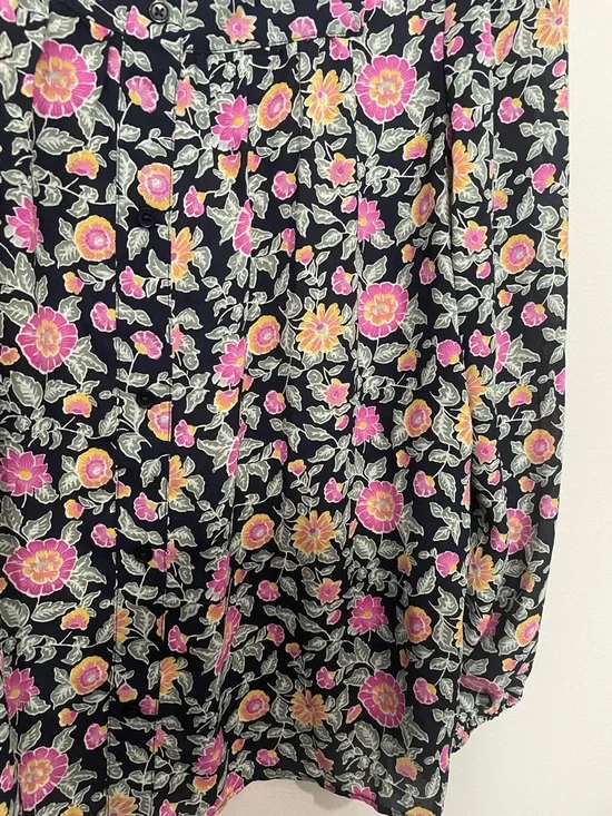 Women’s Loft Floral Square-Neck Long Sleeve Top - Black/Pink - Picture 4 of 5